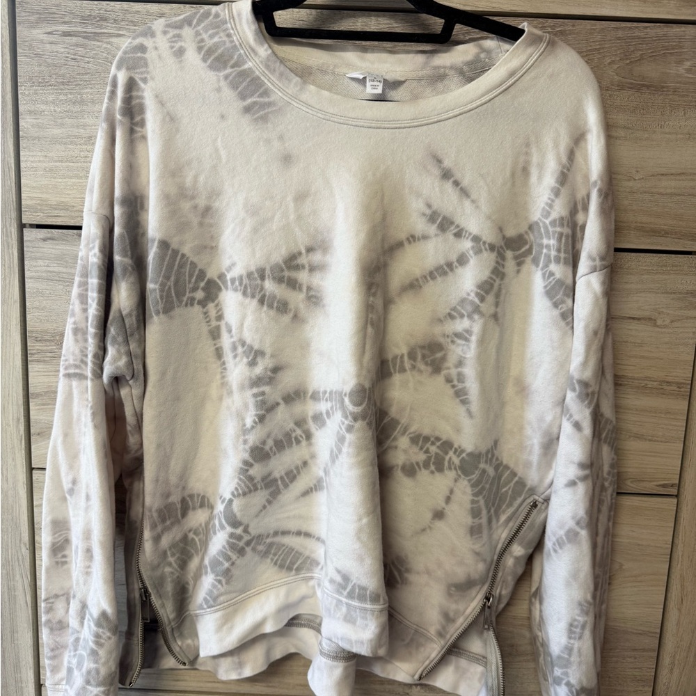 Tie-Dye Sweatshirt with Zipper Accents
